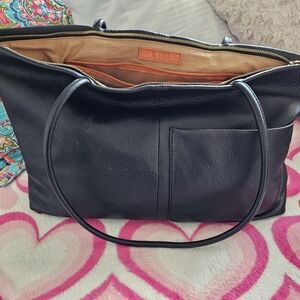 HOBO Black Leather Tote with Tan Interior